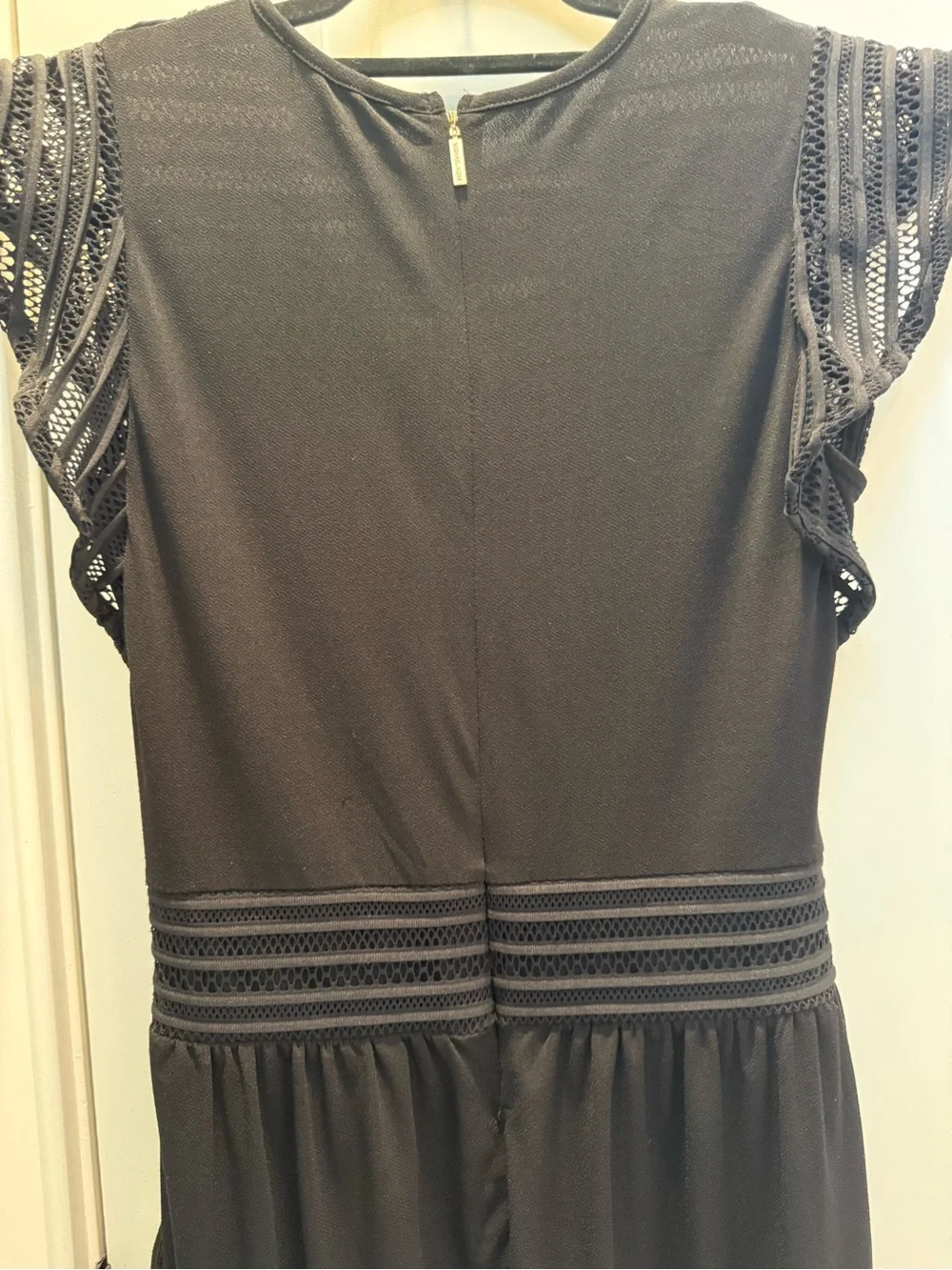 Michael Kors Black Crochet-Yoke Cropped Jumpsuit